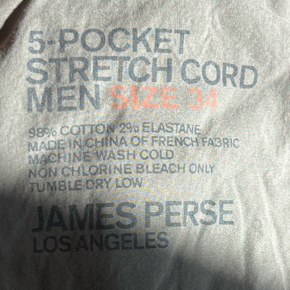 Mens James perse 5 POCKET CORDUROY PANT size 34” - Picture 11 of 12